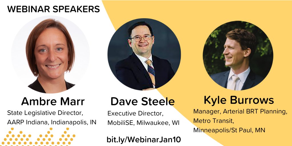 Don't forget to join <a href="/mpactmobility/">Mpact</a> for their webinar tomorrow on expanding bus rapid transit #BRT + how building stakeholder support is key with speakers from Milwaukee, Indianapolis &amp; Minneapolis-St. Paul - including <a href="/AARPIndiana/">AARP Indiana</a>'s Ambre Marr!

Register: bit.ly/WebinarJan10