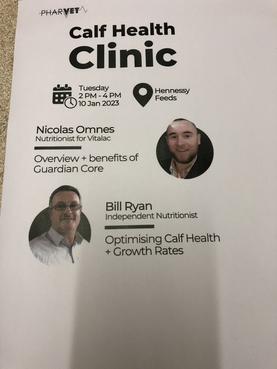 2 to 4pm tomorrow Tuesday in our yard in Graine. Should be an interesting clinic. All welcome if you have had any issue’s with calf rearing in previous years come over and put them to our two vets ….You never know!!!!