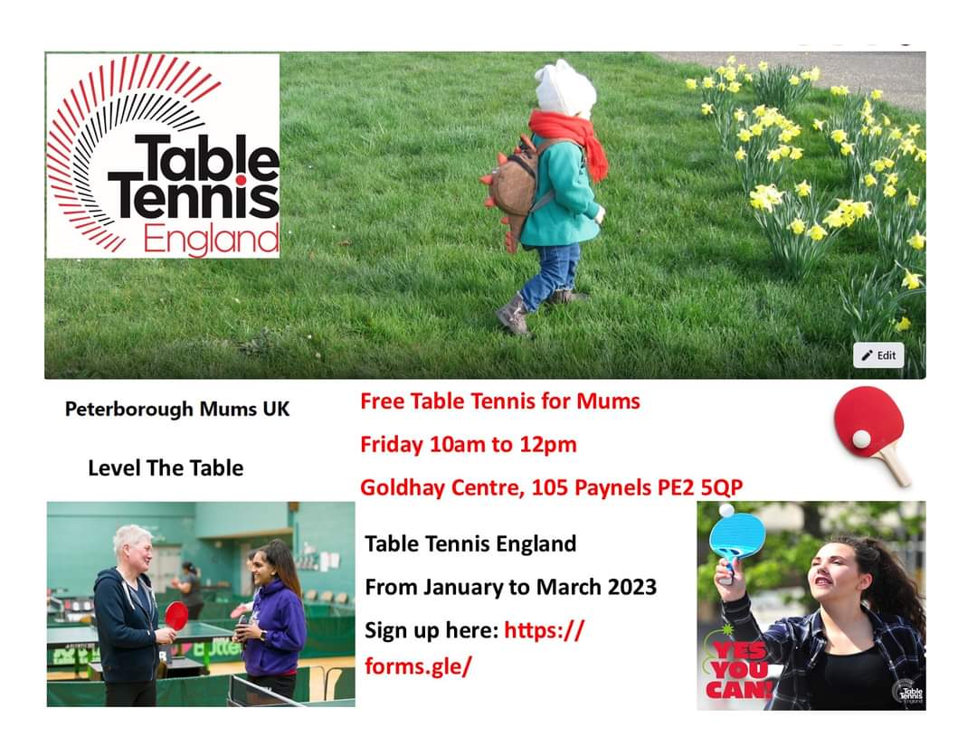 FaustinaYang6's tweet image. Sign up!FREE #tabletennis sessions for mums! @TableTennisENG funded forms.gle/LZSZSHwu7QE7gH…
from 20/1/ 2023,Fridays 10am-12pm.#PeterboroughMumsUK @familyvoice1
#LevelTheTable
@peterboroughtel @PeterboroughCVS @HAYCambsPboro @PeterboroughCC @BBCCambs @salaamradio1062 @youthradio_p