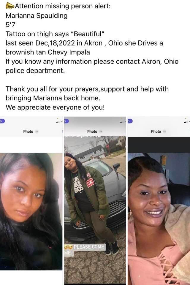primadonnakay_'s tweet image. ‼️🚨 MISSING PERSON ALERT: AKRON, OH ‼️🚨 
-25 yr old Ma’Ri’Ana Spaulding

#Share #MissingPerson #MissingAdult #MissingPOC #AkronOhio #SayHerName 

@BAM_FI @WEWS @SpectrumNews1OH @beaconjournal