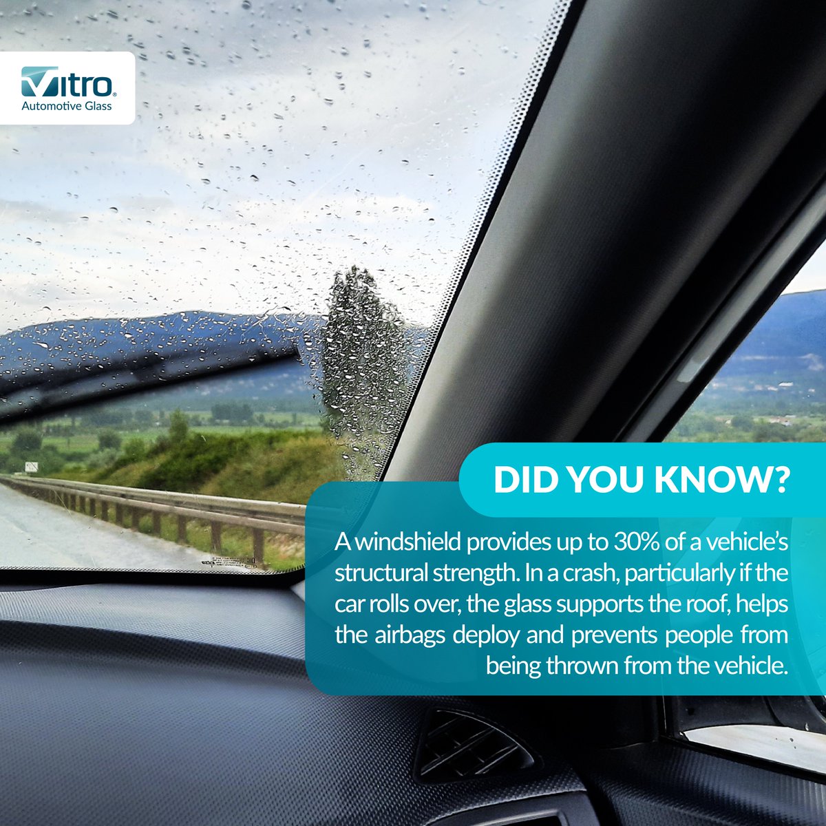 Windshields play a critical role in a car’s structural integrity, they provide up to 30% of a vehicle’s structural strength 🚗. In a crash, the glass supports the roof, helps the airbags deploy and prevents people from being thrown from the vehicle😱