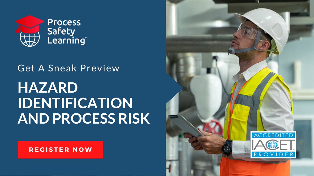 ioMosaic's tweet image. Register for a complimentary sneak preview of the new Hazard Identification and Process Risk online course. bit.ly/3Z7NJfQ
#processsafetytraining #identifyhazards #onlinetraining