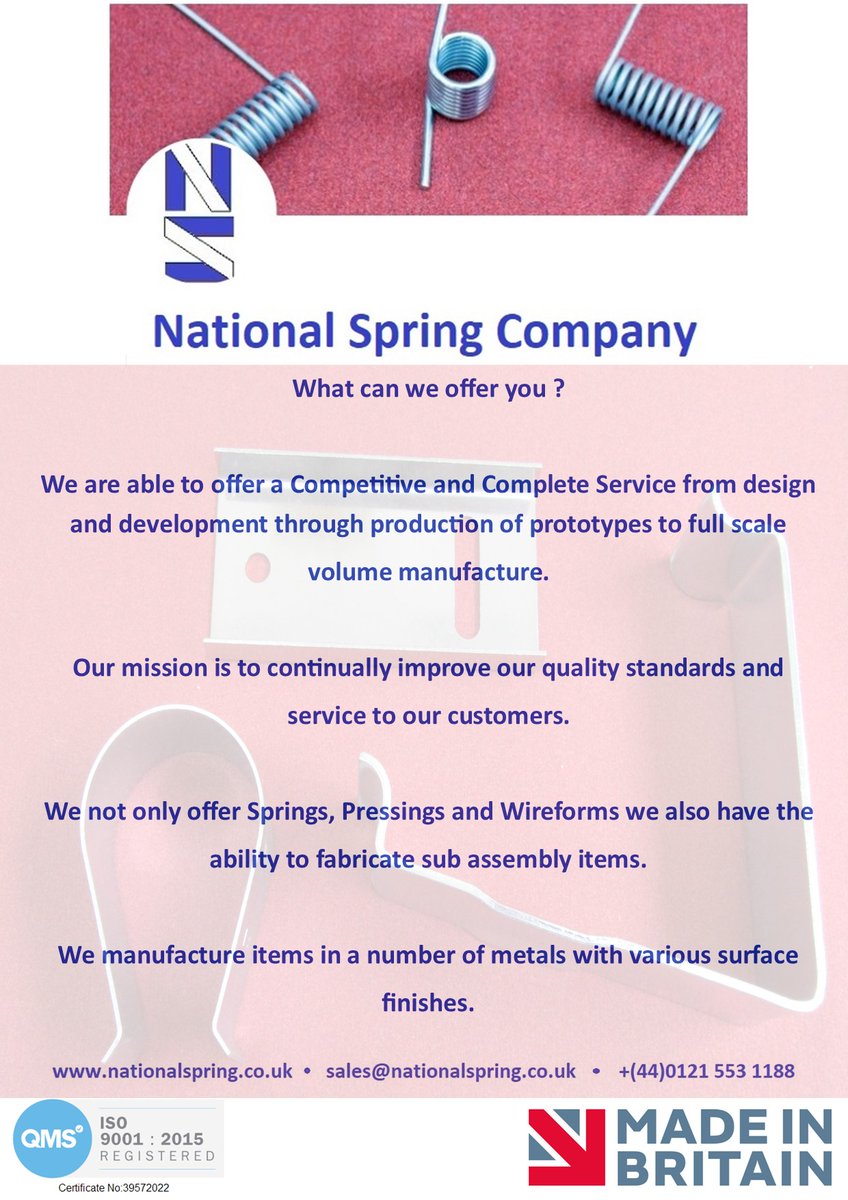 springnational1's tweet photo. What can National Spring offer you ? #Design #Prototype #manufacturing #IS09001 https://t.co/ciWuBAYhuQ