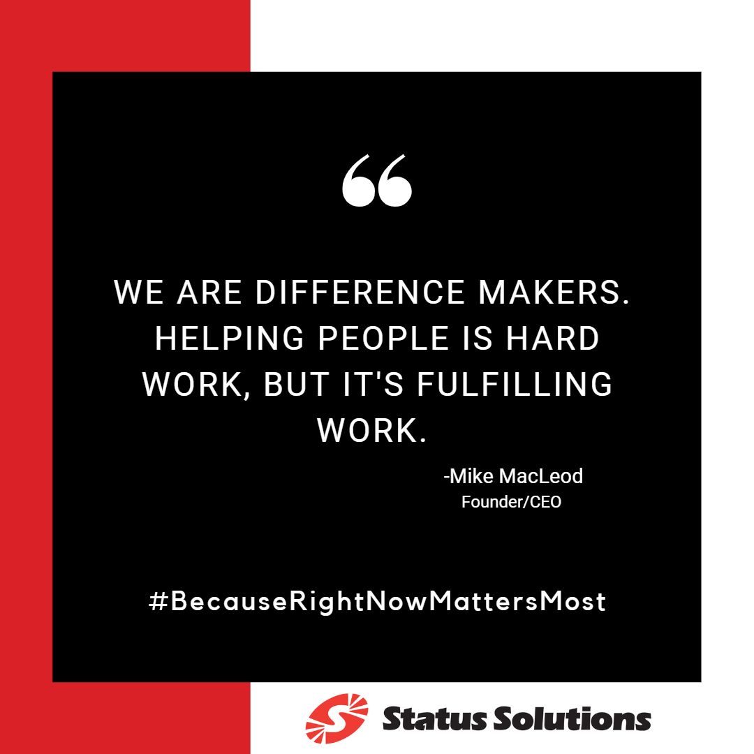 StatusSol's tweet photo. Being Difference Makers is key to being a part of the solution! #MikeSays #StatusSolutions #BecauseRightNowMattersMost #BeaPartoftheSolution https://t.co/EuocREEeqO