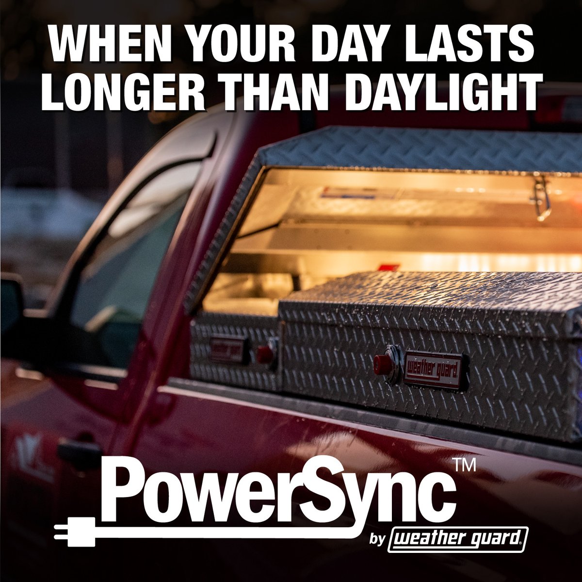 weather_guard's tweet image. When you need to quickly access your tools in the dark, #WEATHERGUARD #PowerSync Accessories help you make the most of your time with your #truckbox on the #jobsite. LEARN MORE: bit.ly/3zgypSv
