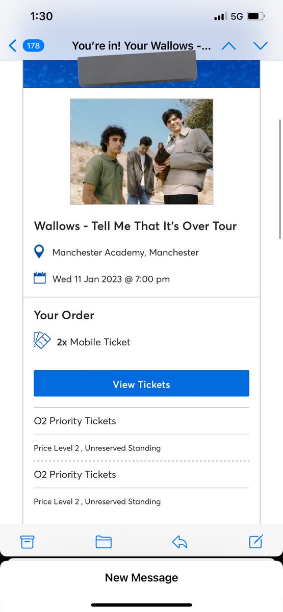 Selling 2 tickets for wallows on Wednesday £19.95 each message off interested