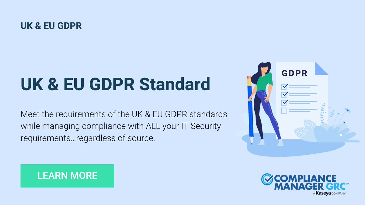 With Compliance Manager GRC, you can meet the requirements of the UK & EU GDPR standards while managing compliance with ALL your IT Security requirements!

Head over to our website to learn more about GDPR and Compliance Manager GRC: bit.ly/3PCKE17

#GDPR #UKGDPR #EUGDPR