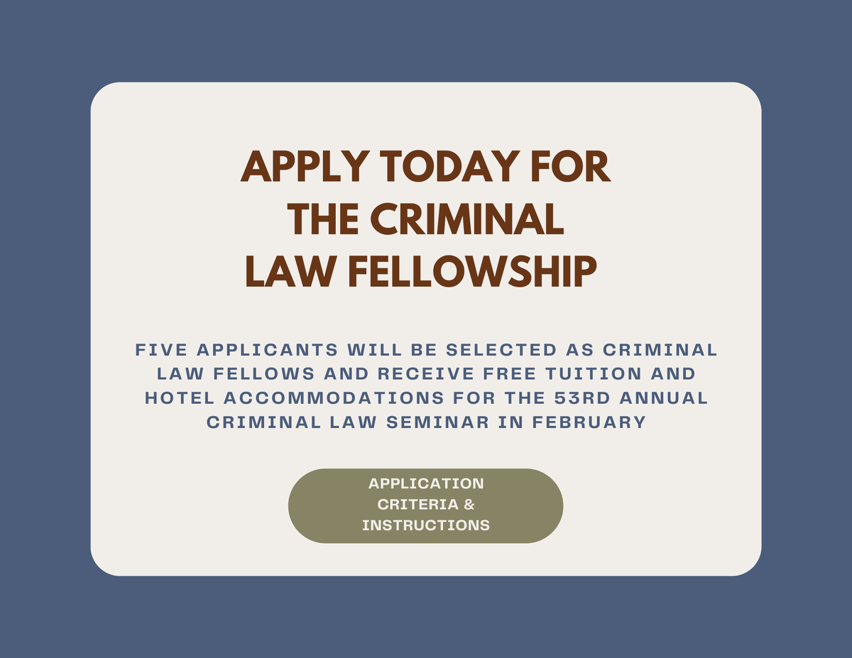 Young Lawyers practicing Criminal Law: Apply by January 18 for a chance to be selected as a recipient of a free pass to the Criminal Law Seminar at one of two locations in February. Application instructions and criteria can be found at: vsb.org/site/sections/…