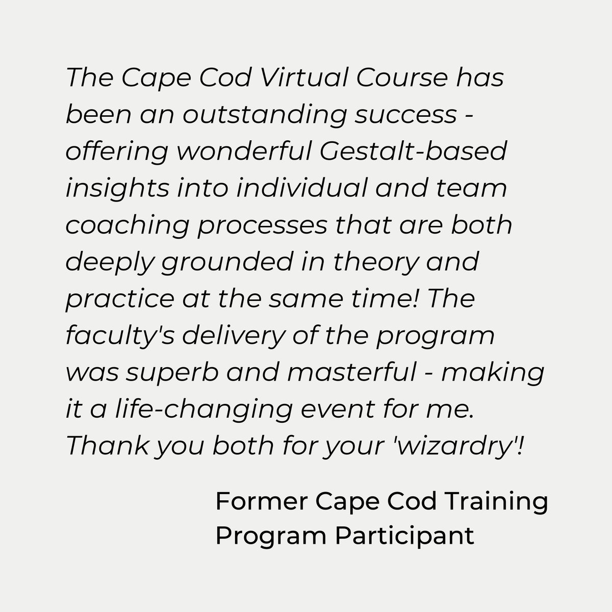 This year, energize your coaching practice with the Cape Cod Model - a powerful approach for working with groups, teams, and organizations. 
gisc.org/cape-cod-train…
 #leadershipcoach #lifecoach #businesscoach #Gestalt