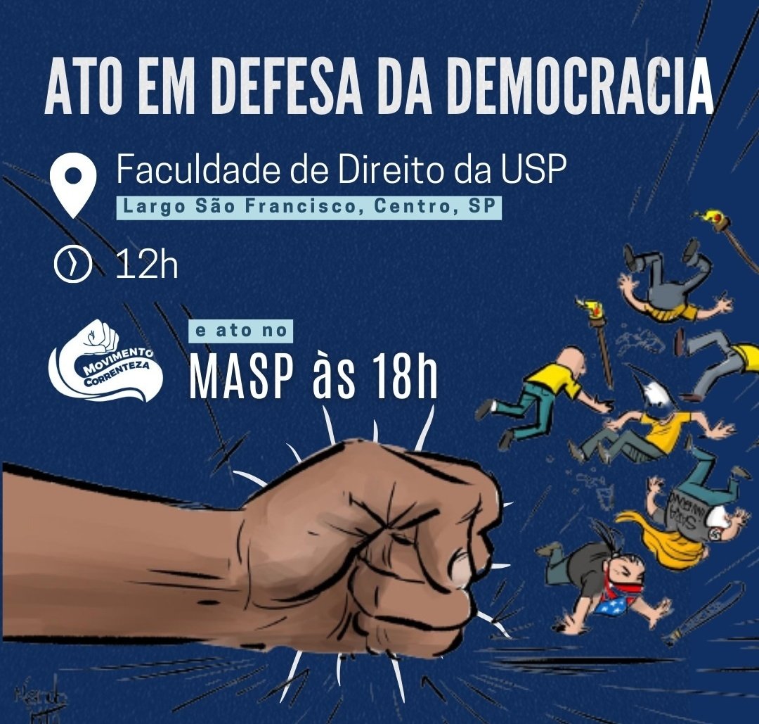 Namoral tem que ser MUITO bunda mole e Pelego pra não ir as ruas numa hora como agora 

Nunca é hora de agir, se a gente for esperar essa galera pelega que só milita por rede social as coisas nunca vão mudar 

 Todos no MASP hj as 18h! A Mobilização é essencial