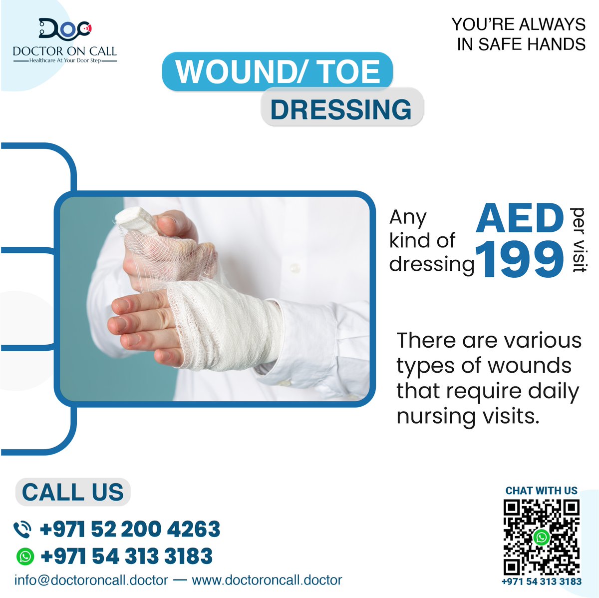 Toe / Wound Dressing at Home

Call now to book an appointment: 📱+971543133183, +971522004263

#doctoroncall #calldoctor #DoctorConsultation #doctor #doctorathome #homeconsultation #homecaredoctor #homenursing #nursingcare #nursingathome #nursecare #homecare #homehealthcare