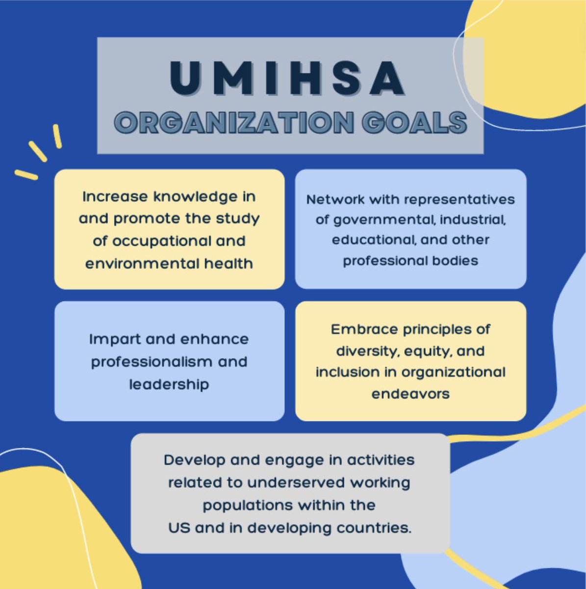 UMIHSA's tweet photo. Our mission in UMIHSA is to promote the advancement of the IH profession and to foster the professional well-being and development of its members within the campus and the broader community! https://t.co/OEQmxk7QMO