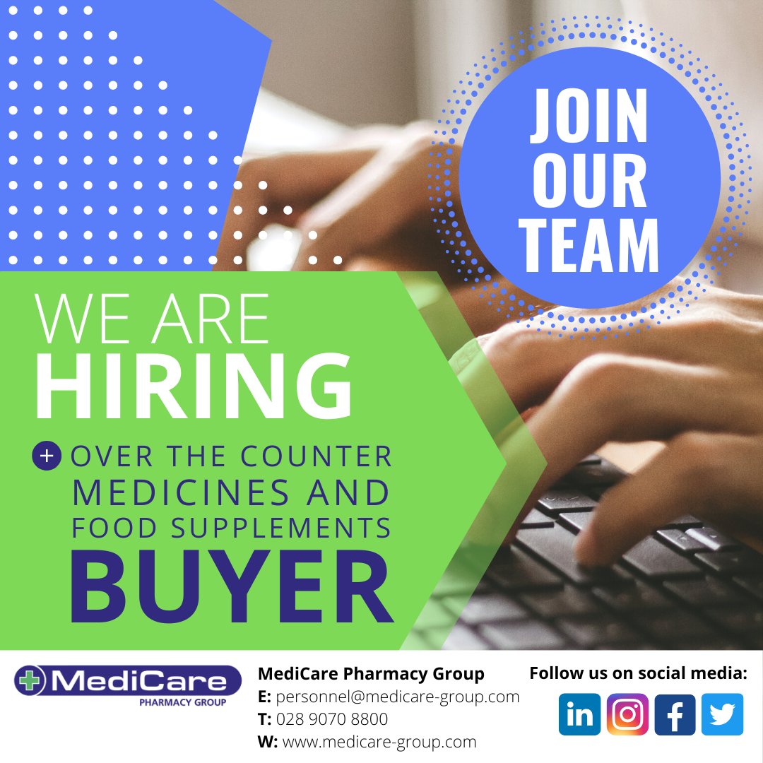 New Year, New Career!📣 An exciting new job opportunity has arisen to join our team as an Over the Counter Medicines and Food Supplements Buyer! 👉 Ready to take the next step in your career? Apply now at medicare.getgotjobs.co.uk!