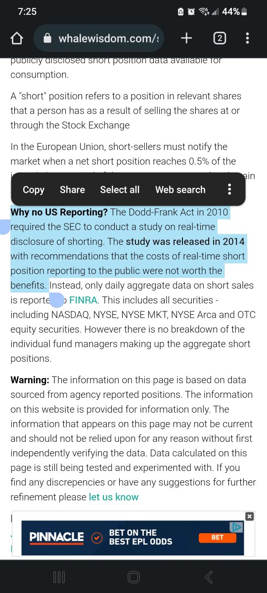 Christalball93's tweet photo. Real time short positions data is available for most other countries now. But not the U.S. Pursuant to the Dodd Frank Act, recommendations were made by the SEC in 2014 that the "costs of real-time short position reporting to the public were not worth the benefits" #AMC #APE https://t.co/M3ltb9vmCq
