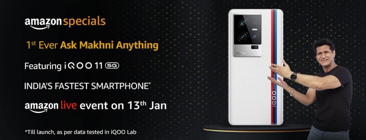 Get ready for the first ever #AskMakhniAnything featuring India's First Snapdragon 8 Gen 2 smartphone, the #iQOO11 5G, presented by #GadgetGuru Rajiv Makhni on Jan 13th 11:30 AM on Amazon. 
amazon.in/b?ie=UTF8&node…
@IqooInd @nipunmarya