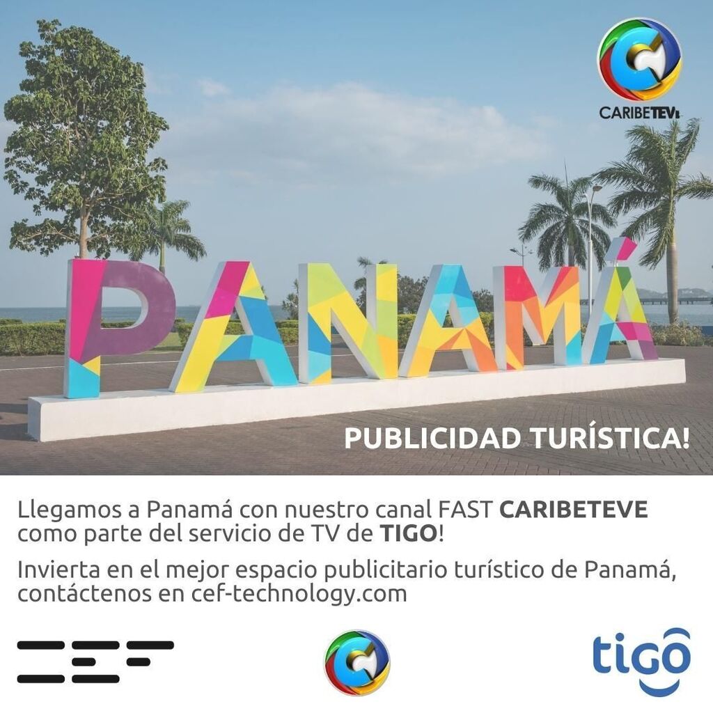 cefTechnology's tweet photo. Llegamos a Panamá con nuestro canal FAST CARIBETEVE como parte del servicio de TV de TIGO!

Invierta en el mejor espacio publicitario turístico de Panamá, contáctenos en https://t.co/QyQ32uWjCJ https://t.co/1PF9SytIyb