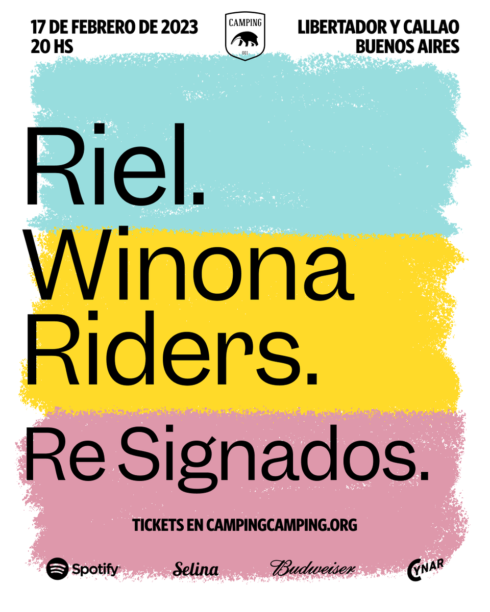 LosRiel's tweet photo. Viernes 17/2 sale la primera del año en @campingba junto a @winona_riders y #ReSignados 🎟️ https://t.co/MCBHjIuolv https://t.co/fFIbL2WfnG