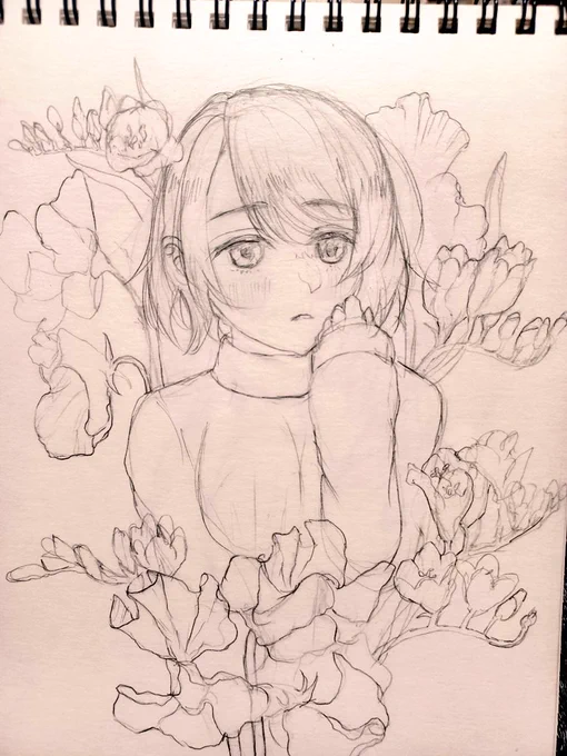 ラフ。初心に戻って花陽ちゃん描いてる 