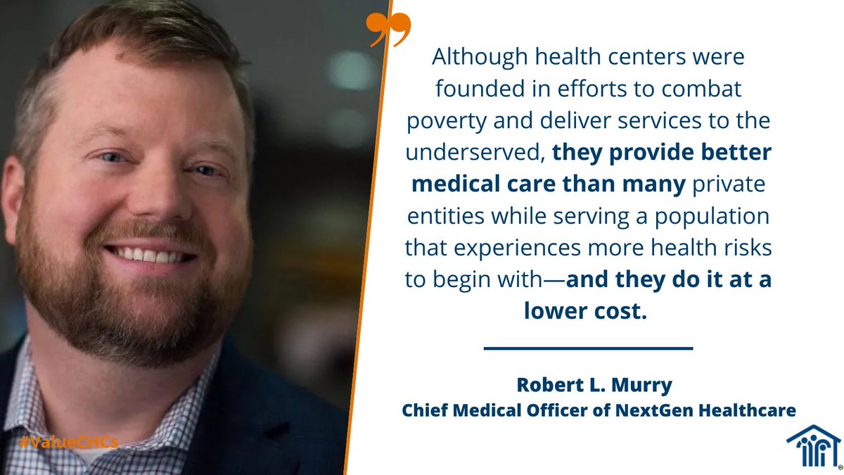 NACHC's tweet photo. The Secret of Community Health Centers? They Deliver Superior Outcomes. In a recent blog, the CMO of @NextGen spills the beans: Health centers provide BETTER medical care than many private entities—and they do it at a LOWER cost. https://t.co/zvioXCWe4y https://t.co/S33tlYLxFp