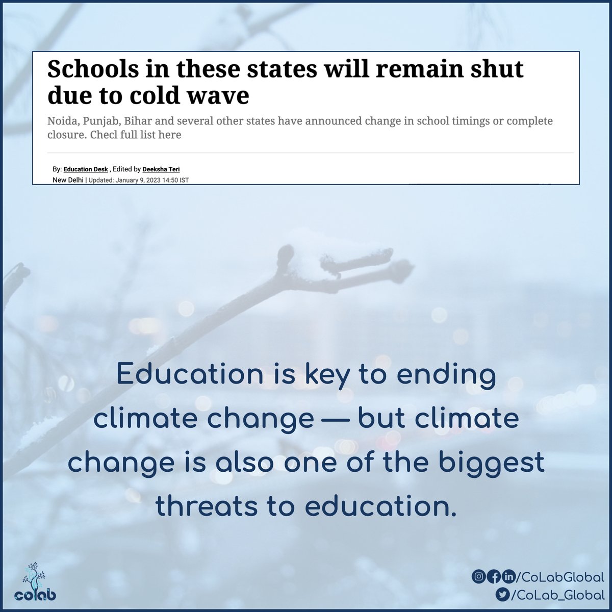 CoLab_Global's tweet photo. Number of climate events increasing in frequency and scope each year, these interruptions to education are expected to increase as well. (UNICEF)

While we are focussing on Teacher Trainings, Curriculum development, etc., are we missing out on something Big ?

#CoLabGlobal https://t.co/kpFtKk9muN