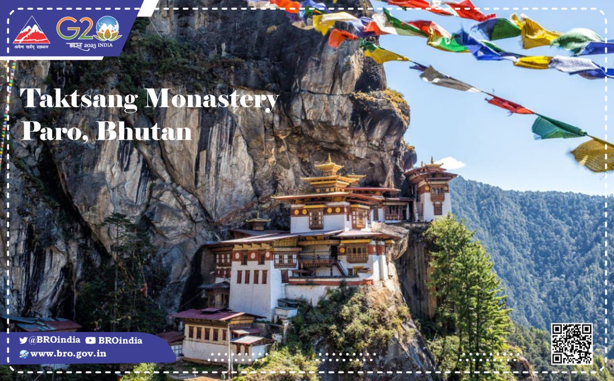BROindia's tweet photo. #KnowYourBRO
The Taktsang (Tiger’s Nest) Monastery in Bhutan was built in the late 17th century on the site of a cave set into the cliff. It is one of the must visit places in Paro, Bhutan.(1/2) https://t.co/tyKy8UCGt8