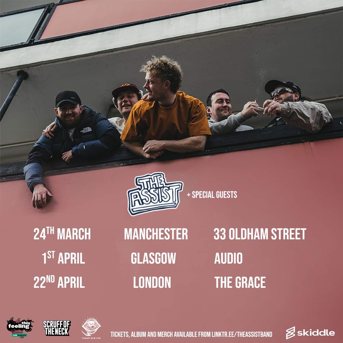 TheAssistBand's tweet image. This spring we play 3 massive headline shows:

MANCHESTER 24th March @33_oldhamstreet

GLASGOW 1st April @AudioGlasgow

LONDON 22nd April @thegraceldn

Thats ya lot! Tickets on sale now via linktr.ee/theassistband