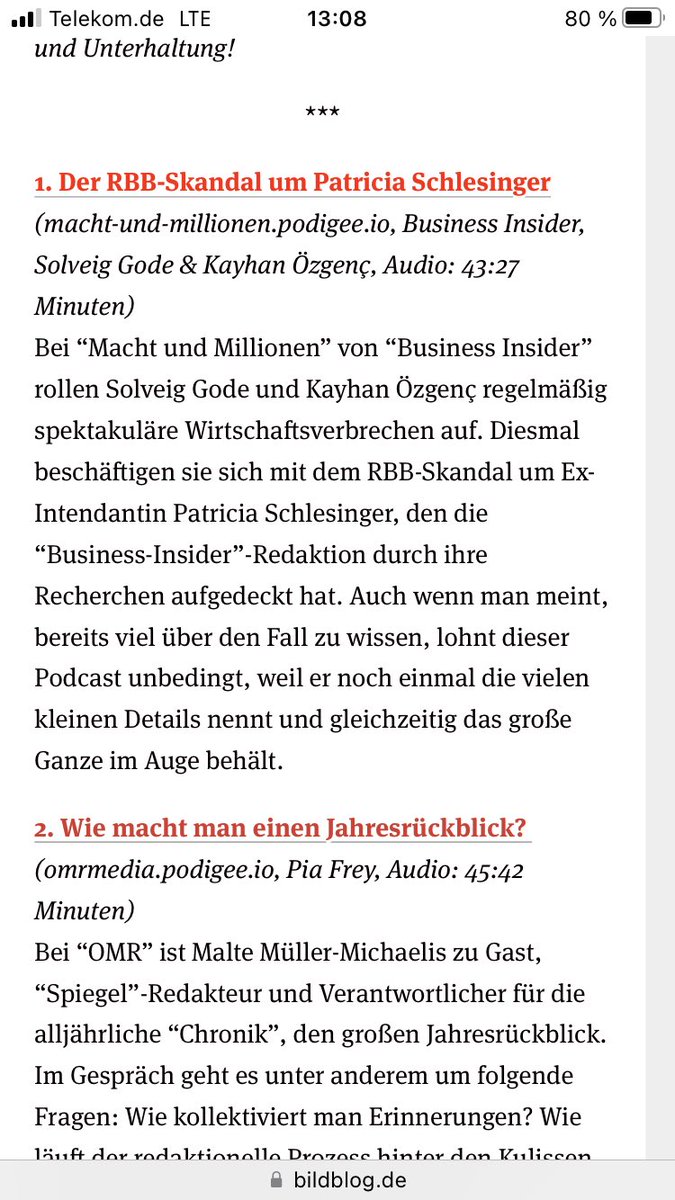 ZgencKayhan's tweet image. Das ist ja mal eine Überraschung. Gerade gesehen, dass ⁦@BILDblog⁩ unseren Podcast Macht&amp;amp;Millionen empfiehlt, speziell die Folge zum RBB-Skandal um Patricia Schlesinger ⁦@SolveigGode⁩ ⁦@BIDeutschland⁩