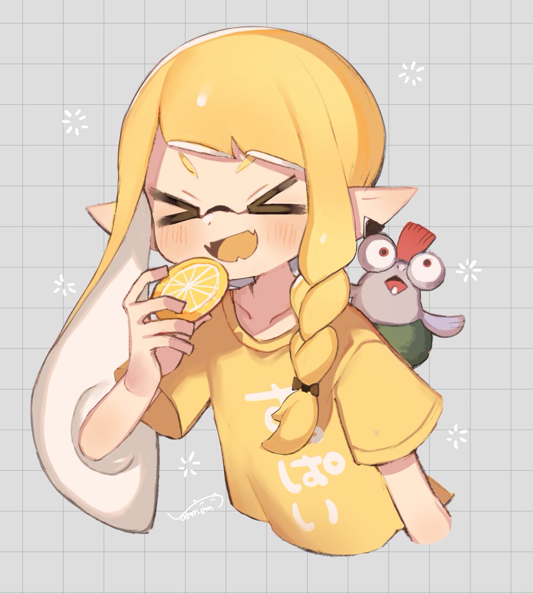 インクリング ,イカガール(スプラトゥーン) 「すっぱい派のみんな、たくさん助けてくれて感謝しかないナワバリもトリカラもたくさん」|のあめむ ५✍のイラスト
