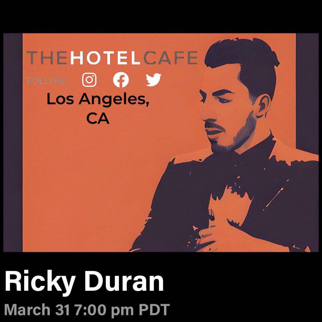 L.A! Get your tickets to my show at Hotel Cafe!
3/31

new.hotelcafe.com/event/ricky-du…