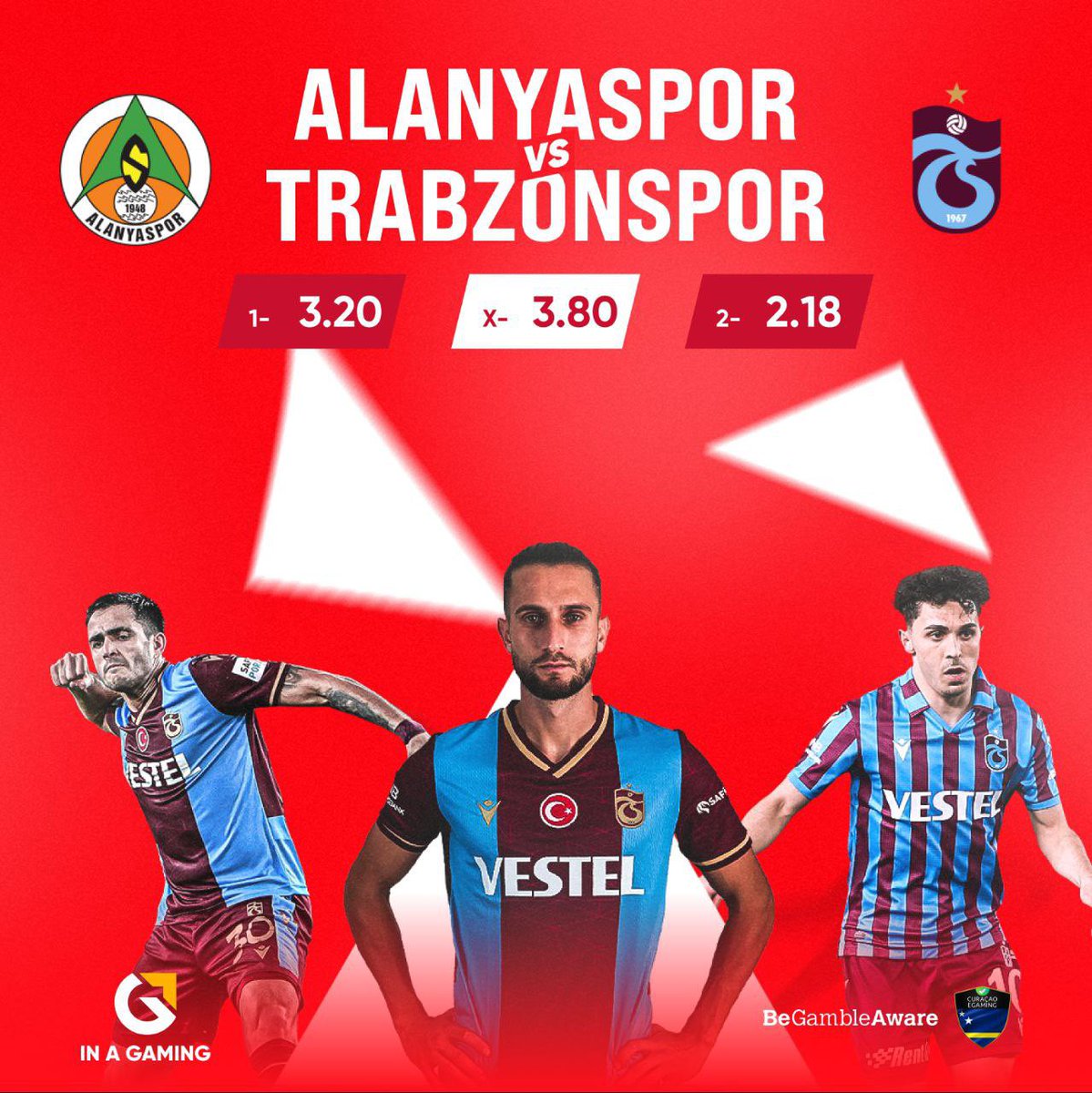 😎 Alanyaspor ve Trabzonspor aralarında oynadıkları son 6 maç 2-4 gol aralığında bitmiştir. 🆚 Alanyaspor - Trabzonspor 🔥 En yüksek oranlar ve zengin market seçenekleriyle heyecana ortak ol! 📲 inagaming.link/twitter