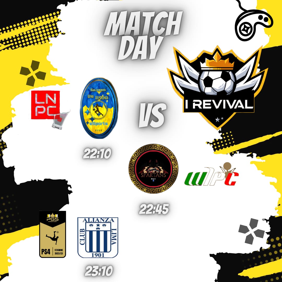 PARTITE DI STASERA ⏳🎮

🏆<a href="/LNPCup/">LNPC - Cup & League</a>
🆚#LaManoDeD1os
⏰22:10

🏆#WICP <a href="/CVL_ITALY/">CheTorneo Virtual League #ProClub #NoProfit</a>
🆚@2022Spartans
⏰22:45

🏆@pgsvaticancity
🆚<a href="/AlianzaLima1907/">Alianza Lima eSports</a>
⏰23:10