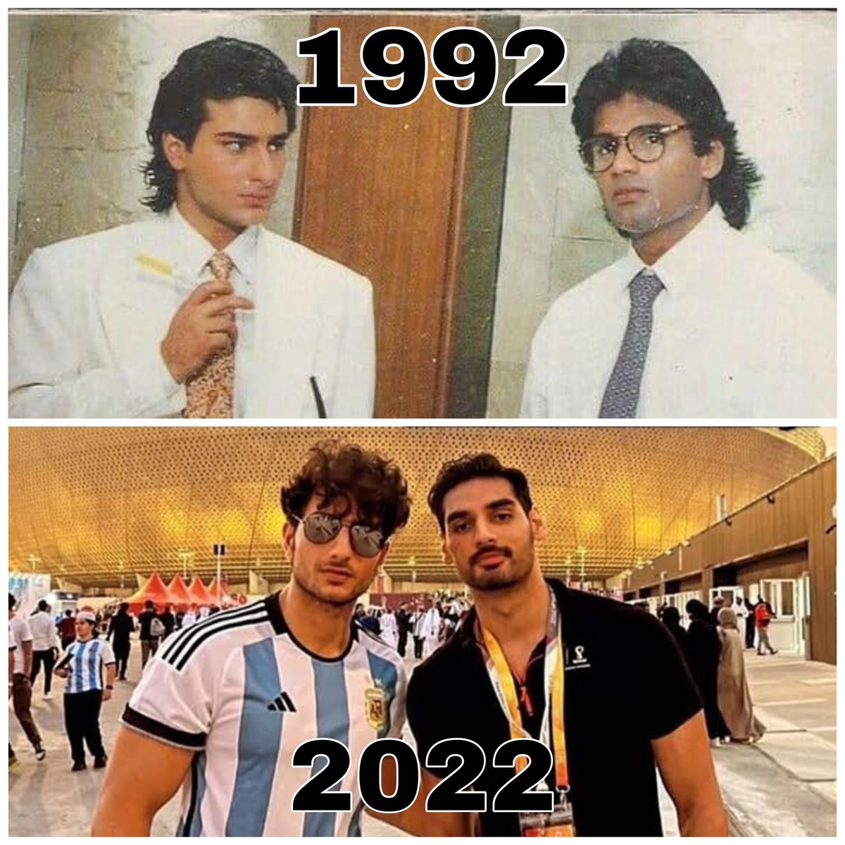 jaswantjustone's tweet photo. Two generations #1992 #2022 #SaifAliKhan @SunielVShetty #IbrahimAli #ahanshetty #starsons 📺 https://t.co/T3V9qE49d5