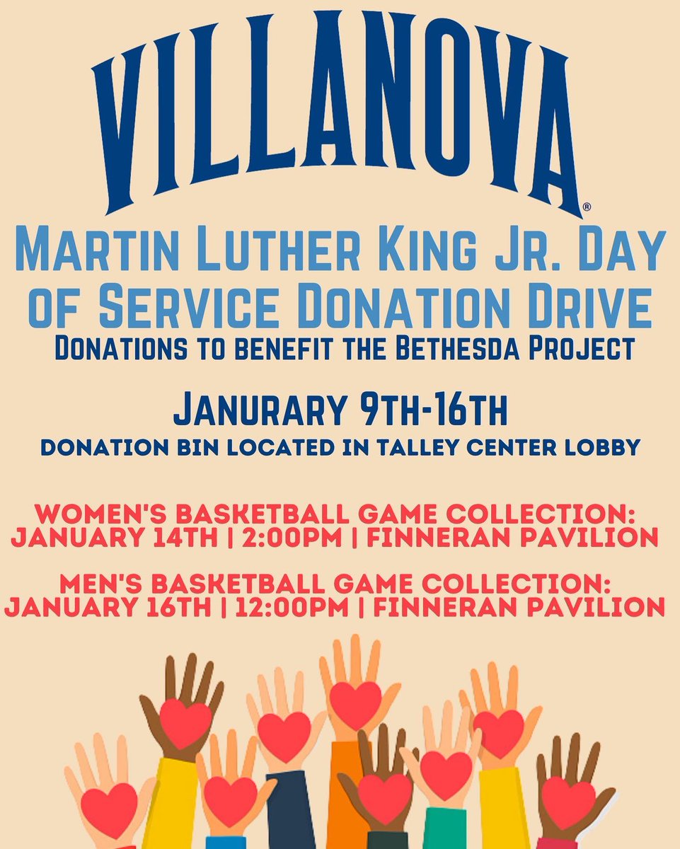 nova_unitas's tweet photo. Celebrating Martin Luther King Jr. by hosting a donation drive where we will collect items to benefit the Bethesda Project! 💙🤍 
We appreciate any and all donations! https://t.co/9o797pmU9I