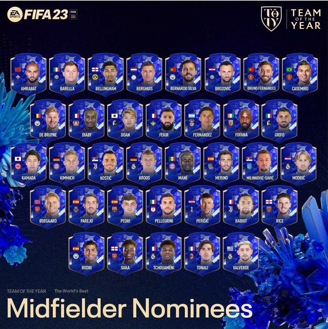Platinside's tweet photo. 🚨 VOICI LES NOMINÉS POUR LA TOTY, VOTE DEMAIN ! 🌟

Pas de Alaba ou encore Rudiger bonne blague EA 😹 https://t.co/IRUBDcx3e0