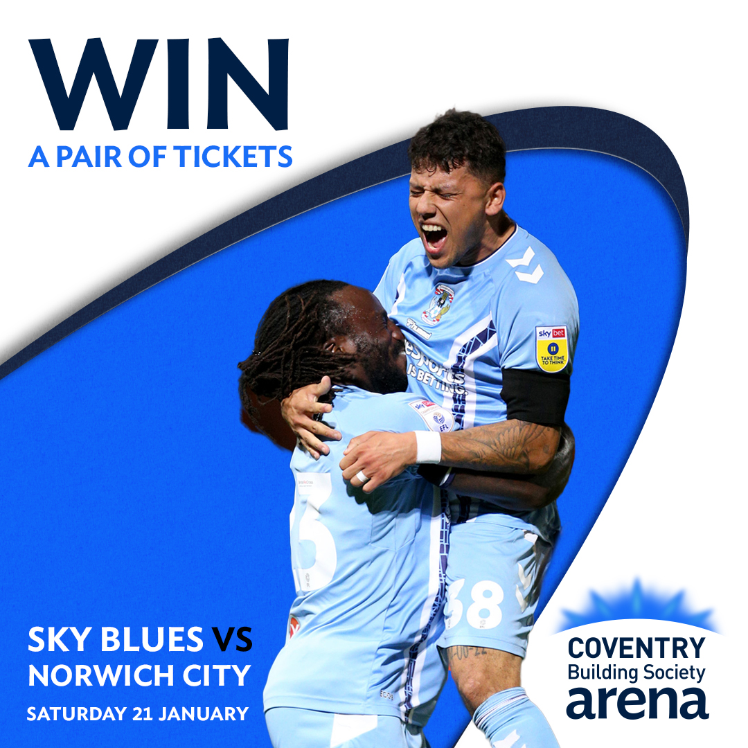 For the chance to win a pair of tickets to see <a href="/Coventry_City/">Coventry City</a> play <a href="/NorwichCityFC/">Norwich City FC</a> on 21 Jan from the Premier Lounge at <a href="/CBSArena/">Coventry Building Society Arena</a> ⚽ Follow us &amp; retweet this tweet by 11 Jan 11.59pm. Ts&amp;Cs apply (ow.ly/14b250MlrJj). 18+ UK residents only. 1 entry pp. #PUSB