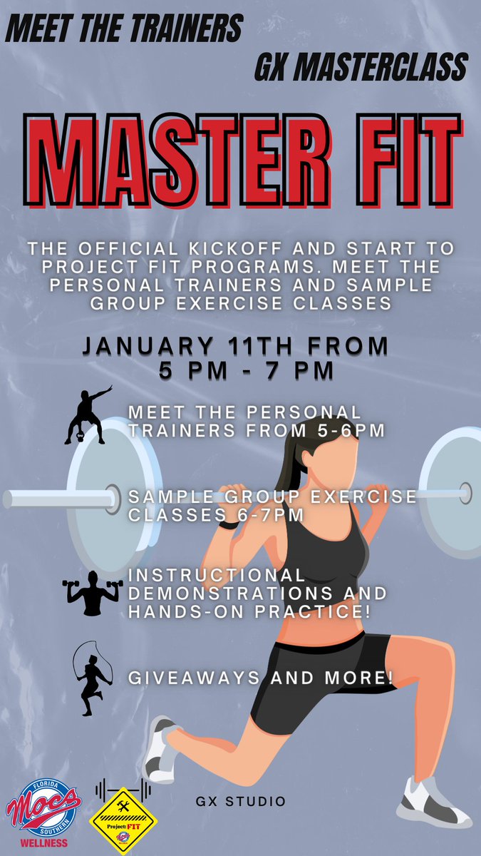 We are back at it with our Master Fit class! Join us Wednesday, January 11th, for Meet the Trainers from 5-6pm and participate in our mini classes from 6-7pm. We can't wait to see you all there Mocs!
