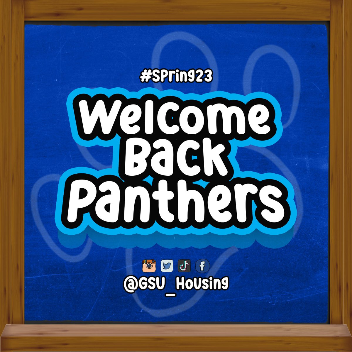 GSU_Housing's tweet photo. #WelcomeBackPanthers Spring 2023 has finally arrived!  Follow @Gsu_Housing on all social platforms for upcoming housing information, events, contests, and many more.  

Let's kick-off the spring semester #TheStateWay 
#GSU #Housing https://t.co/ArzRdukTpo