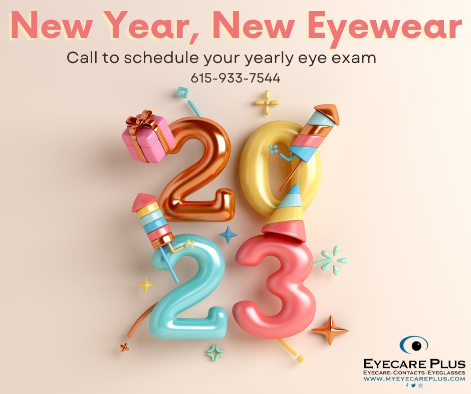 New Year, New Eyewear! Call to schedule your yearly eye exam. 615-933-7544 #columbiatn #CoolSprings #Murfreesborotn #Antiochtn #CoolSpringstn #Hendersonvilletn #Columbia #Clarksvilletn #GreenHillstn