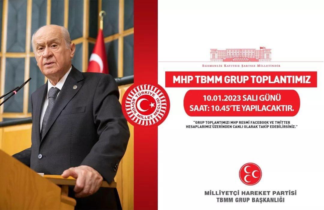MHP TBMM Grup Toplantımız #10Ocak2023 Salı günü (Yarın) Saat:10.45'te yapılacaktır.

MHP TBMM GRUP BAŞKANLIĞI
<a href="/MhpTbmmGrubu/">MHP TBMM Grubu #MHP</a>
<a href="/ayyildirim1/">Ahmet Yiğit Yıldırım</a> 
<a href="/UmurGuzerin/">Umur Güzerin</a> 
<a href="/OzgurSOLAK20/">Özgür SOLAK</a>