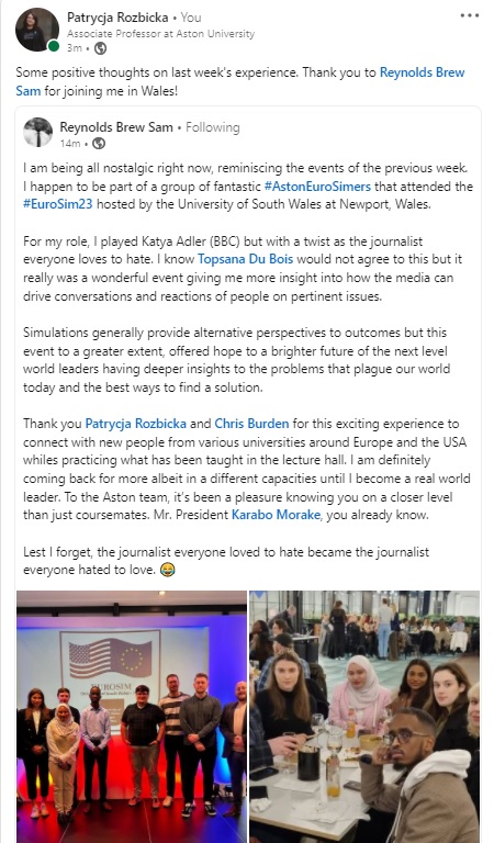 Aston EuroSim (@sim_euro) on Twitter photo Post <a href="/EuroSim23/">EuroSim 2023</a> reflections (part 2) Post <a href="/EuroSim23/">EuroSim 2023</a> reflections (part 2)