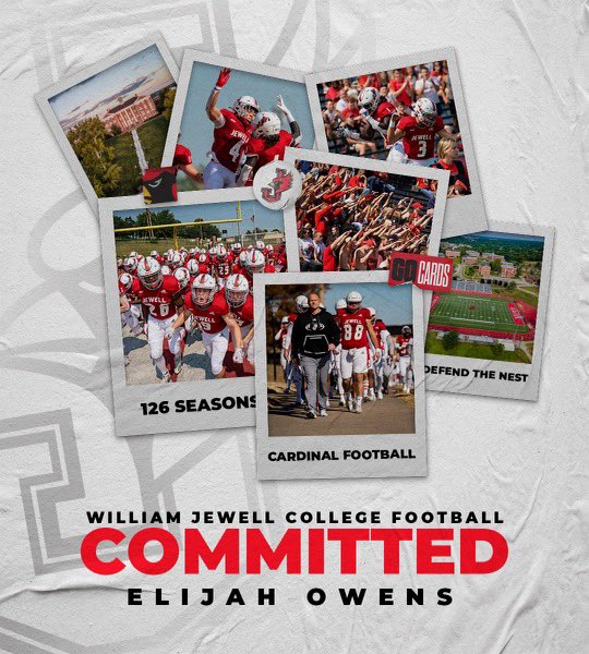 Excited to announce my commitment to <a href="/JewellFootball/">William Jewell Football</a> 🔴⚪️
Thank you 
<a href="/coachKastens/">Alex Kastens</a> 
<a href="/mmcgli1/">Michael McGlinchey</a>