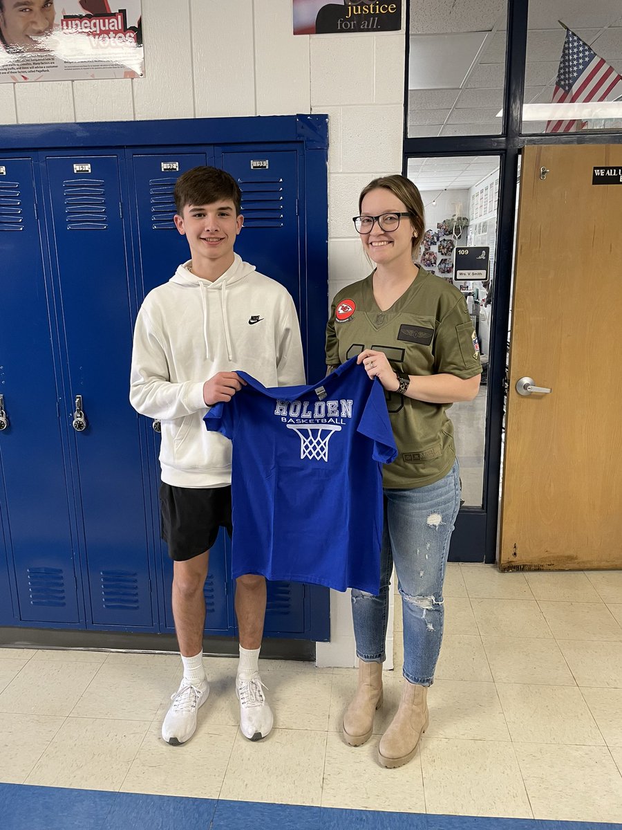 Cohen chose Mrs. Smith as a Holden staff member he appreciates and is thankful for. Mrs. Smith will be recognized Thursday 1/12 at our home game vs Butler. Thank you Mrs. Smith, the Holden Boys Basketball team appreciates you!