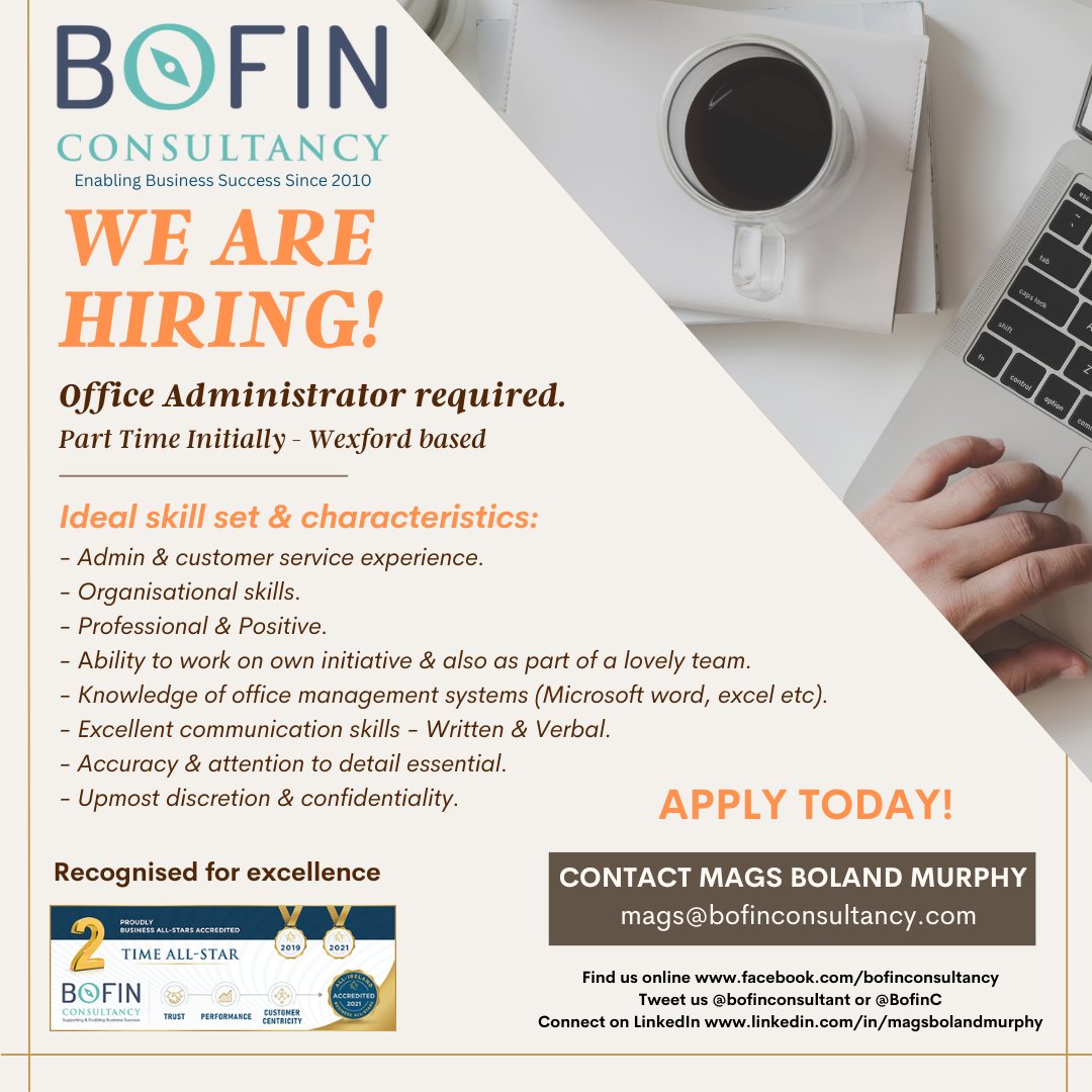 We are hiring @ #bofinconsultancy... we are l#happy, fun, #focused and busy team to work with, we laugh alot too!! Have a great week ahead. #wearehiring #workbalance #niceplacetowork #administration #clientsupport #teamwork