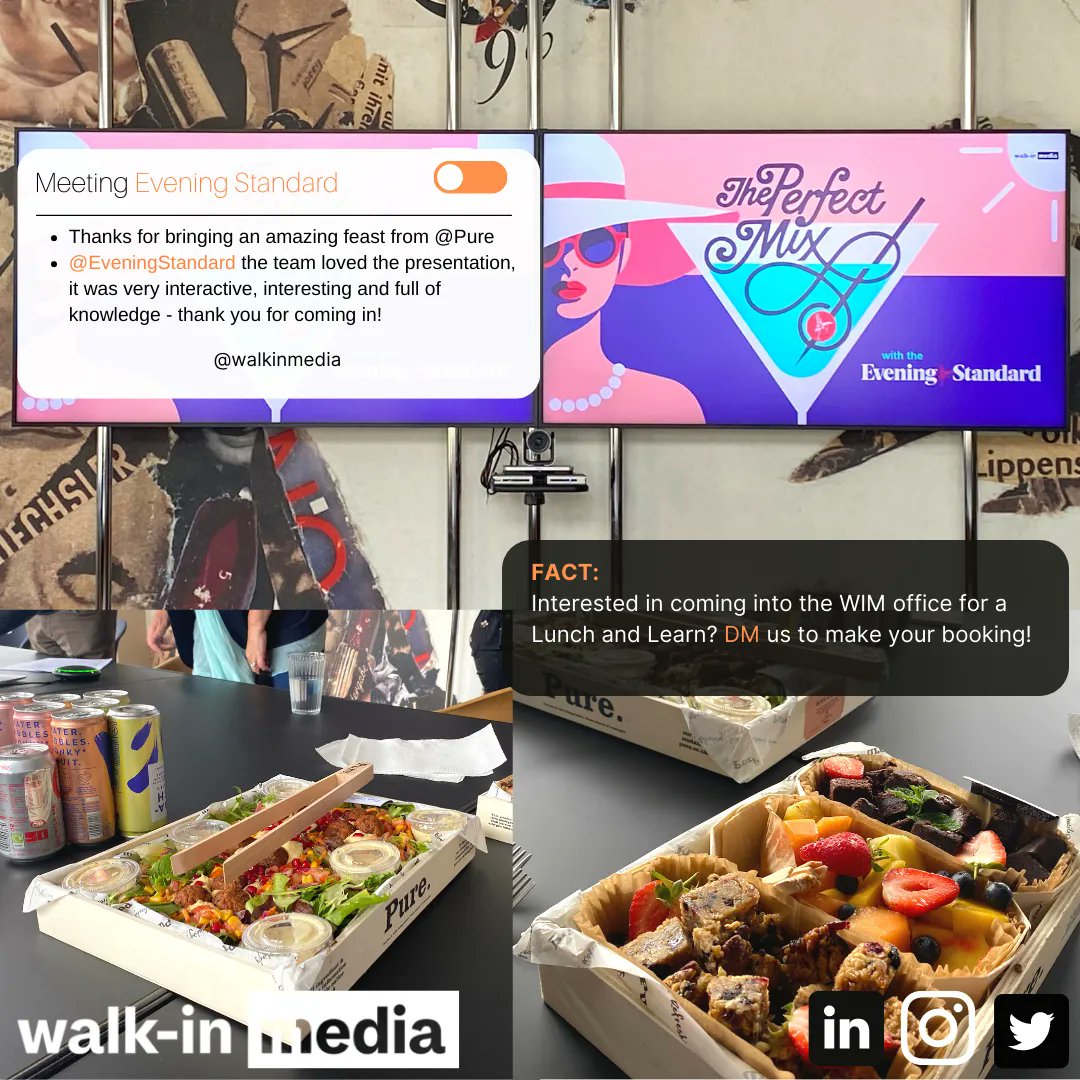 media_walk's tweet photo. Thank you @eveningstandard for coming in for a Lunch and Learn with the team!

Looking to show off your business’ capabilities in a Lunch and Learn with us? Get in touch to make your booking!

#LunchandLearn https://t.co/5EqOgzVfVi