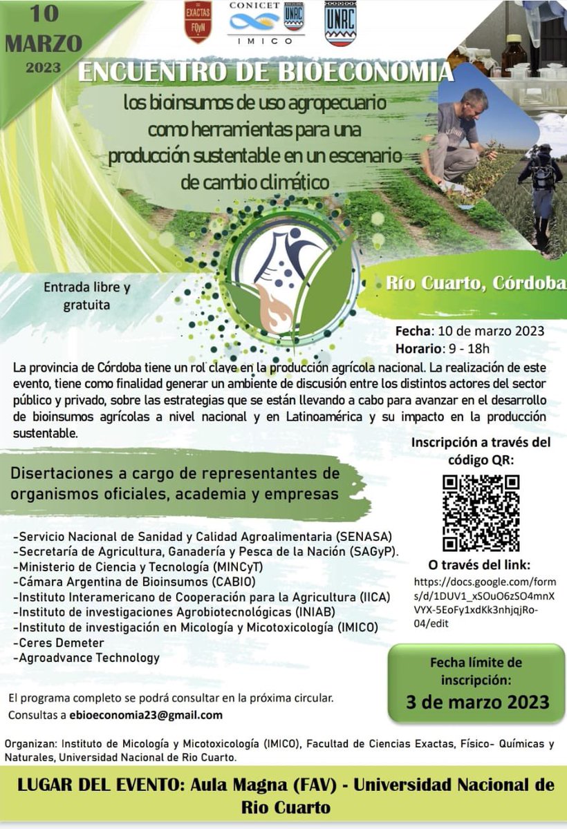 provivglobal's tweet photo. Compartimos la invitación del encuentro a realizarse en la ciudad de Río Cuarto, provincia de Córdoba, auspiciado por la #Cabio sobre los bioinsumos agrícolas como herramientas para una producción sostenible en el escenario del cambio climático:
#agro #agricultura #sostenible https://t.co/JM9I3xY4yO