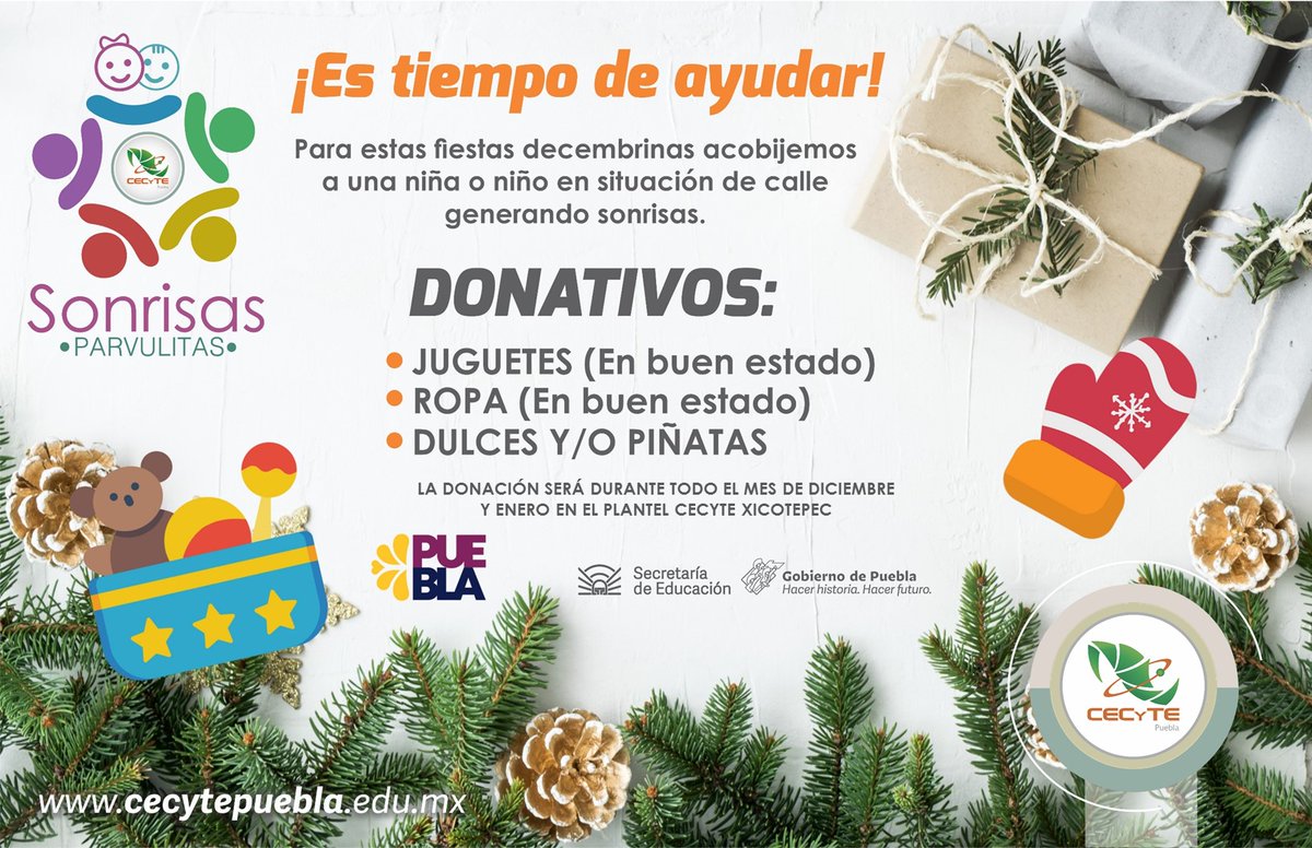 Gracias a ti, llegaremos a las personas más vulnerables de nuestro Municipio.
Te invitamos a participar y juntos formar parte de nuestra campaña. #SomosCecyte #CecyteDeDiéz