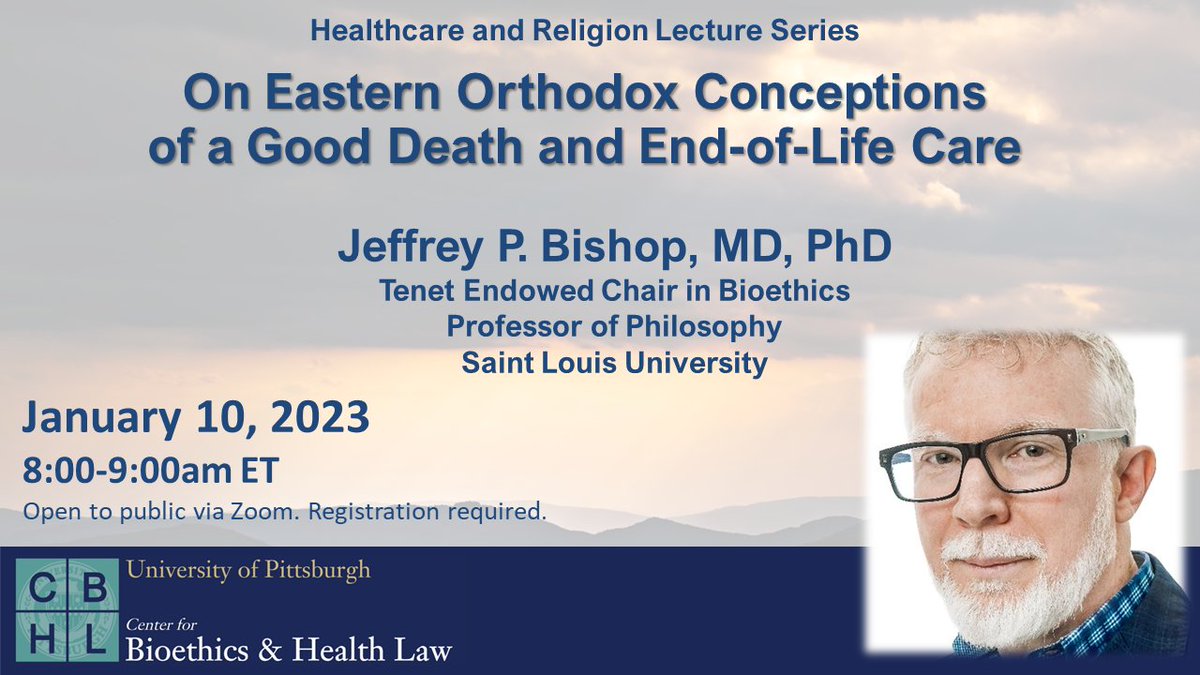 Pitt Center for Bioethics & Health Law (@pittbioethics) on Twitter photo Join us tomorrow for the next Healthcare and Religion Lecture, delivered by <a href="/jeffreypbishop/">Jeffrey Paul Bishop</a> at 8am ET.
Register here: pitt.zoom.us/webinar/regist… Join us tomorrow for the next Healthcare and Religion Lecture, delivered by <a href="/jeffreypbishop/">Jeffrey Paul Bishop</a> at 8am ET.
Register here: pitt.zoom.us/webinar/regist…