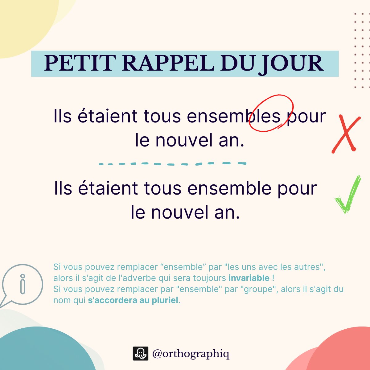 NELLYTSHELAMUT's tweet photo. Ici #ensemble n'est pas un nom mais un #adverbe. Et, par conséquent, invariable.
#Goodtoknow 👇 https://t.co/6lZPLtHxlr