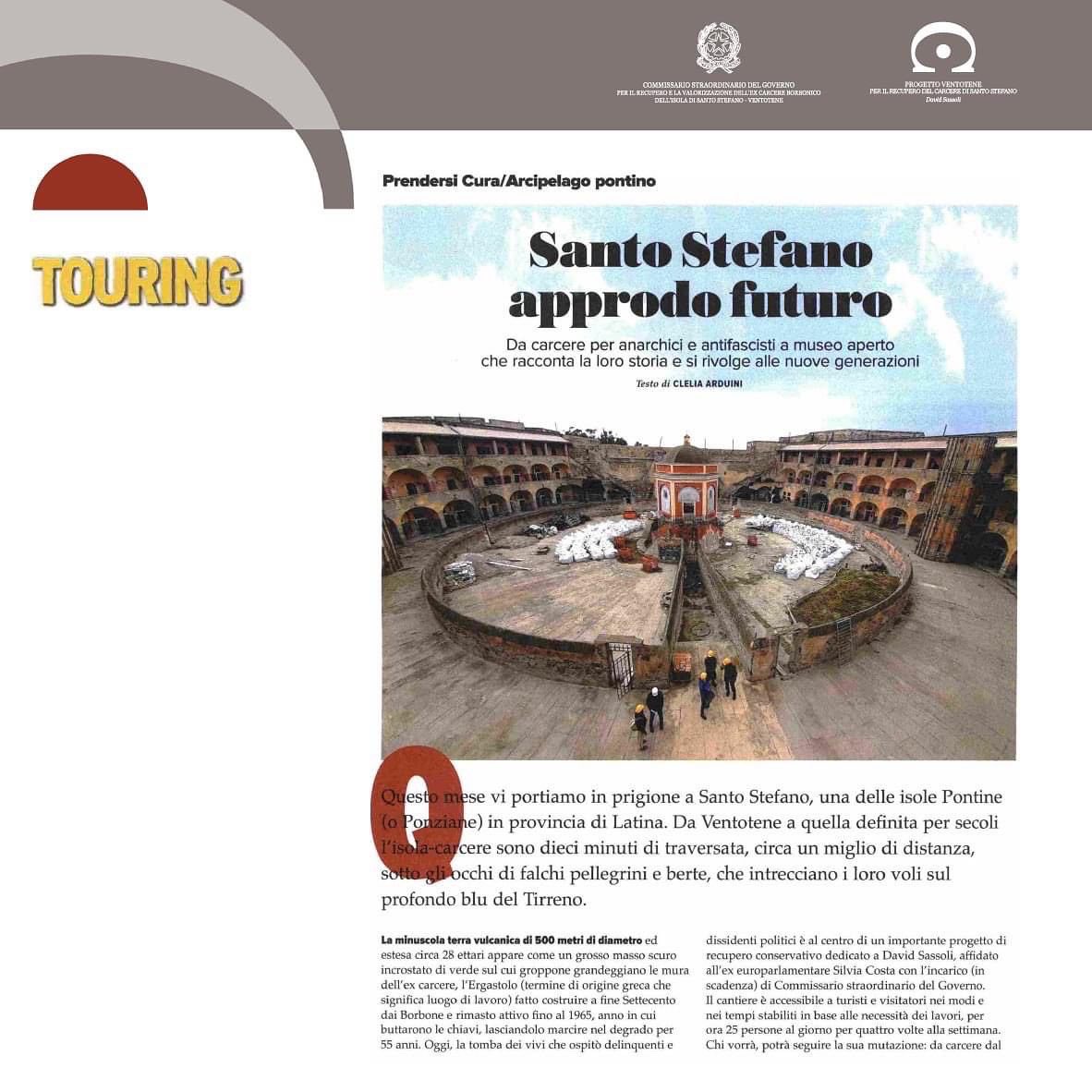 CisSantoStefano's tweet photo. Ringraziamo il Touring Club e la giornalista Clelia Arduini per aver dedicato un ampio e dettagliato articolo sul Progetto di recupero dell'ex carcere di Santo Stefano - Ventotene.

#ventotene #santostefano #excarcere #excarcereborbonico #touringclub https://t.co/Q6AUmKsjnu