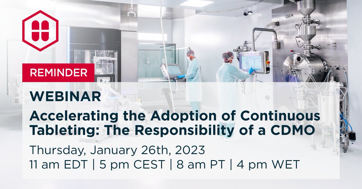 HovioneGroup's tweet photo. 🔔 Don't miss our upcoming webinar with Anthony Tantuccio! Register now to explore the current landscape of Continuous Tableting of oral solid dosages: https://t.co/il0LDINyq9 #continuoustableting #drugproduct #oraldelivery #science #manufacturing #pharmaceutical #initforlife https://t.co/XBeiZUtn7W